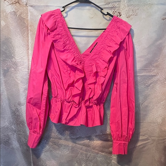 Chic Fuchsia Ruffle Blouse - Picture 1 of 2